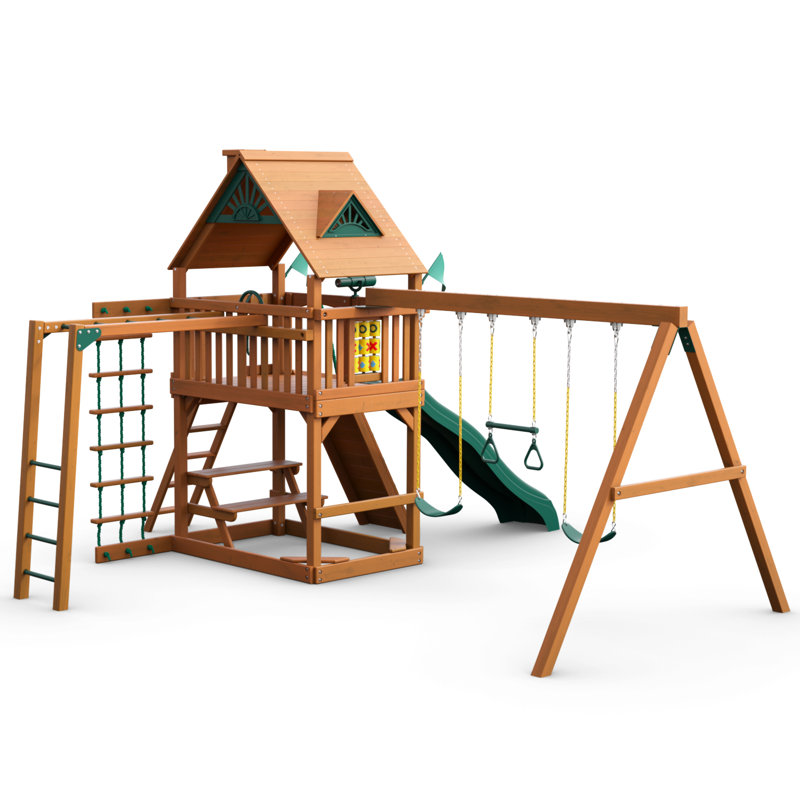 Gorilla Playsets Navigator Swing Set with Wood Roof & Reviews Wayfair